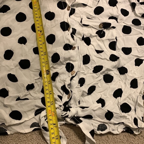 Love Notes Polka‎ Dot Tie Front Button Up Blouse size Small lightweight bohemian - Picture 9 of 9